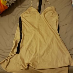 Tan lingerie strappy slip dress